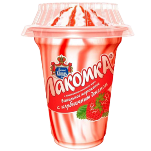 Мороженное Лакомка пластиковый стакан клубничный джем, 200г
